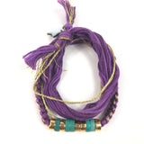 Purple Cotton Threads with Turquoise  Elephant Bracelet / AURELIE BIDERMANN