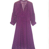 Purple CYANA Metallic Dot Smock Waist Midi Dress / BA&SH - Size 3
