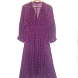 Purple CYANA Metallic Dot Smock Waist Midi Dress / BA&SH - Size 3