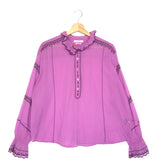 Purple Embroidered Cotton Long Sleeves Blouse / ISABEL MARANT ETOILE - Size 40