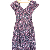 Purple Floral-print Ruffled Cotton Poplin Midi Dress / BATSHEVA X LAURA ASHLEY - Size US 6