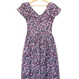 Purple Floral-print Ruffled Cotton Poplin Midi Dress / BATSHEVA X LAURA ASHLEY - Size US 6
