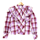 Purple IRIS MALVA Checkered Puffed Sleeves Shirt / THE LABEL EDITION - Size S
