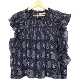 Purple LAYONA Ruffled Floral Print Cotton Voile Top / ISABEL MARANT ETOILE - Size 38