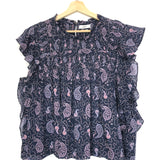 Purple LAYONA Ruffled Floral Print Cotton Voile Top / ISABEL MARANT ETOILE - Size 38