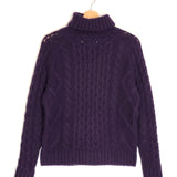 Purple MARGOT Woollen Cable Knit Turtleneck Jumper / LEON & HARPER - Size S