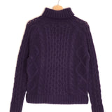 Purple MARGOT Woollen Cable Knit Turtleneck Jumper / LEON & HARPER - Size S