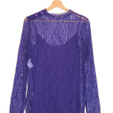 Purple Open-lace Silk Top / NINA RICCI - Size 38