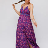 Purple Printed KEMI Silk Wrap-around Maxi Dress / BA&SH - Size 1