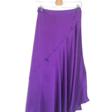 Purple Satin Effect Silk Asymmetric Midi Skirt / FEBEN - Size 38