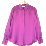 Purple Satin Finish Silk Long Sleeves Shirt / FORTE_FORTE - Size 1