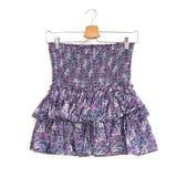 Purple/Blue NAOMI Floral-print Tiered Mini Skirt / ISABEL MARANT ETOILE - Size 38