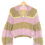 Purple/Khaki DAYE Wool-blend Cropped Sweater / MES DEMOISELLES - Size 0