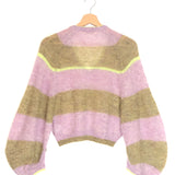 Purple/Khaki DAYE Wool-blend Cropped Sweater / MES DEMOISELLES - Size 0