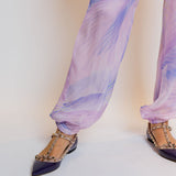 Purple/Nude Patent Leather Rockstud Ankle Strap Ballerina / VALENTINO - Size 38.5