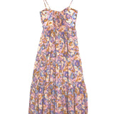 Purple/Orange Floral Cut-out Tiered Cotton Midi Dress / ZIMMERMANN - Size 1