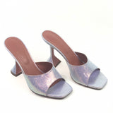 Purple/Pink Glitter LUPITA Leather Slip On Mules / AMINA MUADDI - Size 38