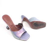 Purple/Pink Glitter LUPITA Leather Slip On Mules / AMINA MUADDI - Size 38