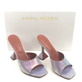 Purple/Pink Glitter LUPITA Leather Slip On Mules / AMINA MUADDI - Size 38
