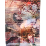 Purple/Red Printed Cotton and Silk-blended Scarf /AHMADDY