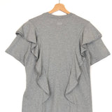 Radiant Grey Cotton Blend Ruffled T-shirt / CHLOE - Size XL
