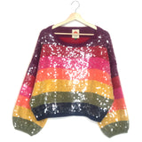 Rainbow Stripe Sequin Sweater / FARM RIO - Size M