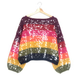 Rainbow Stripe Sequin Sweater / FARM RIO - Size M