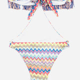 Rainbow Zigzag Print and Fringe  One Piece Swimsuit / MISSONI - Size IT 42