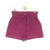 Raspberry Cotton Belted Midi Shorts / VANESSA BRUNO - Size 38