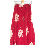 Raspberry Floral Print Pleated Maxi Skirt / GANNI - Size 36