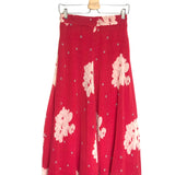 Raspberry Floral Print Pleated Maxi Skirt / GANNI - Size 36