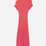 Red and White Ribbed INTERSIA Knit Maxi Dress / MAJE - Size 36