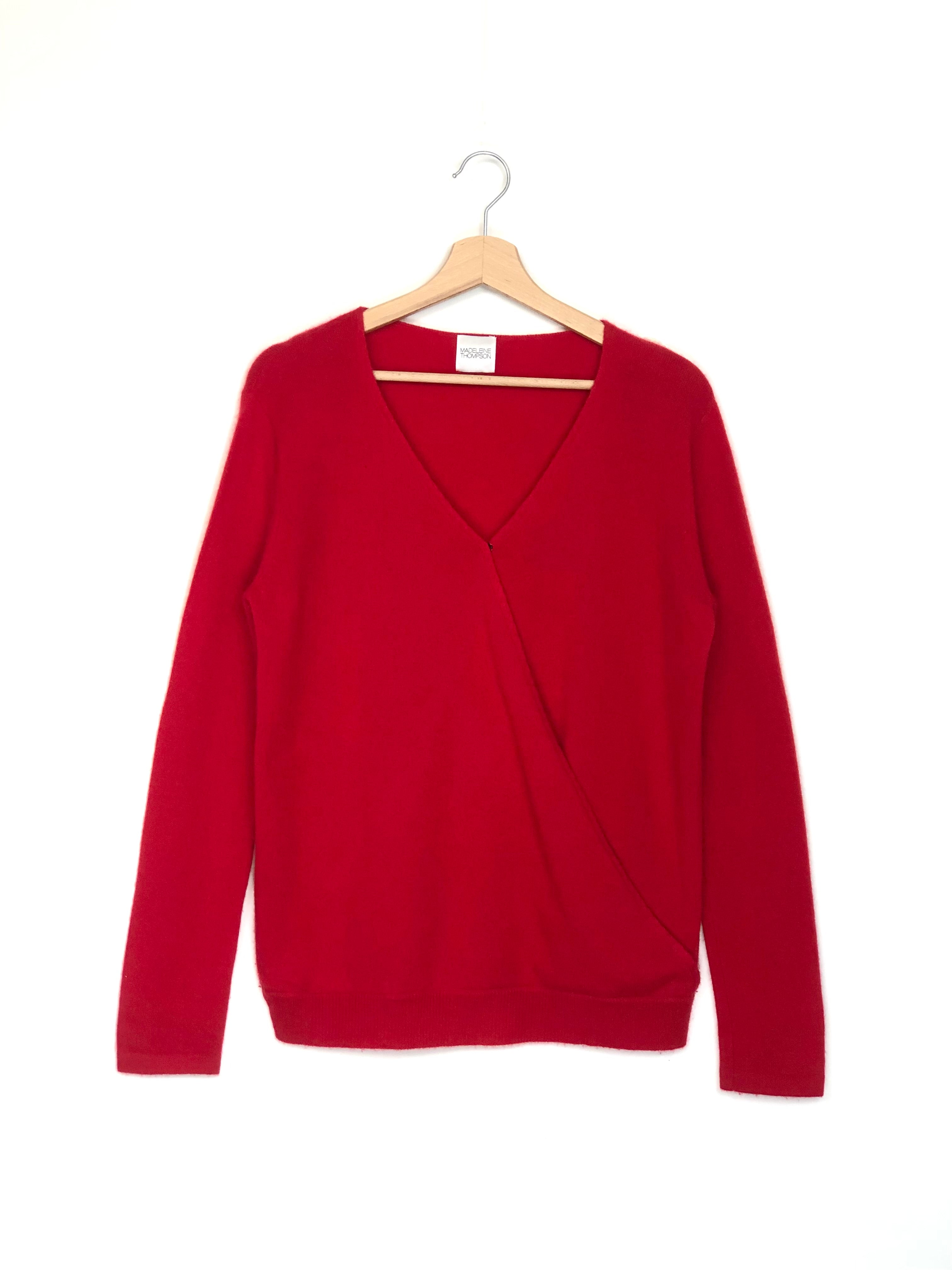 Red Cashmere Pullover Sweater MADELEINE THOMPSON Size L La Suite