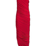 Red DIANA One Shoulder Draped Gown Dress / NORMA KAMALI - Size 36