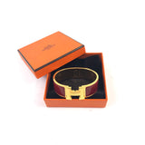 Red Enamel Clic H GHW Large Bracelet / HERMES - Size 0
