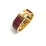 Red Enamel Clic H GHW Large Bracelet / HERMES - Size 0