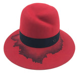 Red Felt Fedora Hat / MAISON MICHEL - Size M