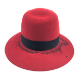 Red Felt Fedora Hat / MAISON MICHEL - Size M