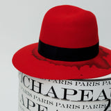 Red Felt Fedora Hat / MAISON MICHEL - Size M
