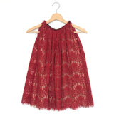 Red Guipure Lace Sleeveless Top / LANVIN - Size 34