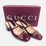 Red Horsebit Patent Leather Slingback Mary Jane Pumps / GUCCI - Size 39