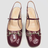 Red Horsebit Patent Leather Slingback Mary Jane Pumps / GUCCI - Size 39