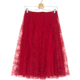 Red Lace Mid-length Skirt / VALENTINO - Size 36