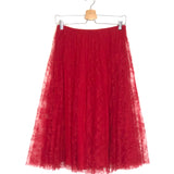 Red Lace Mid-length Skirt / VALENTINO - Size 36