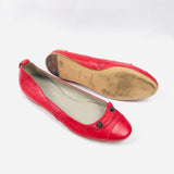 Red Leather Arena Ballet Flats / BALENCIAGA - Size 38