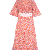 Red/Orange MARTY Floral Print Cut-out Back Maxi Dress / ANTIK BATIK - Size XS