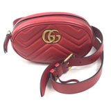 Red Matelasse Leather GG Marmont Belt Bag / GUCCI