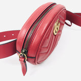 Red Matelasse Leather GG Marmont Belt Bag / GUCCI