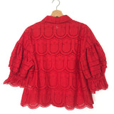Red Pineapple Eyelet Cotton Blouse / FARM RIO - Size S