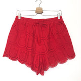 Red Pineapple Eyelet Cotton Shorts / FARM RIO - Size S